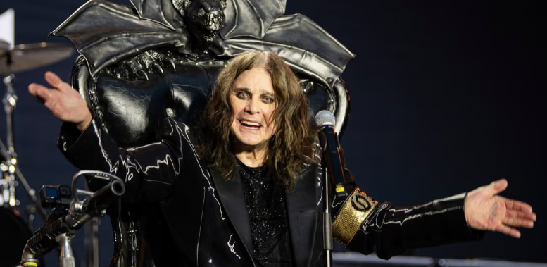 Ozzy Osbourne on stage at Back to the Beginning, 5 July. Photograph: Ross Halfin